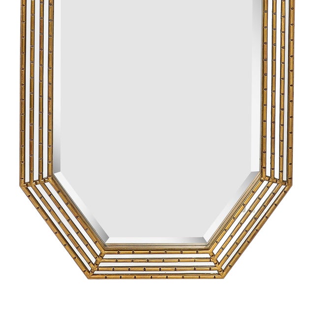 Mid-Century Modernist Octagonal & Tiered Segmented Giltwood Mirror For Sale - Image 4 of 12