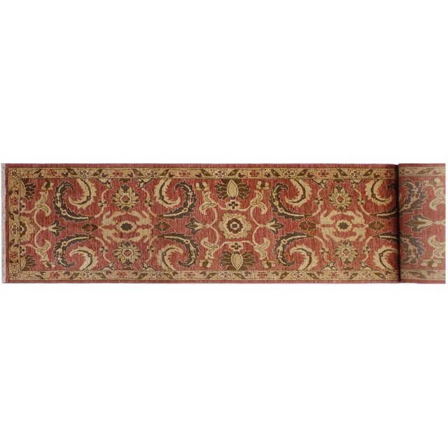 Shabby CHic Ziegler 1990's Pink/Tan Wool Runner Rug- 3'3'' X 18'3'' For Sale - Image 10 of 10
