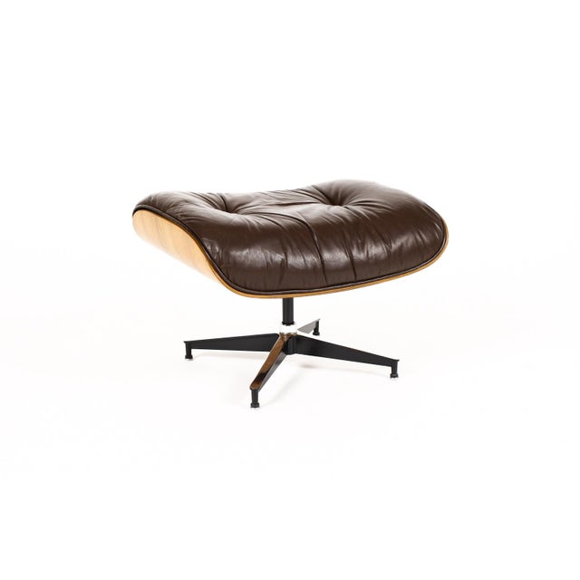 #2077 — Mid Century Vintage Rosewood 671 Ottoman — Charles Eames for Herman Miller — Original Brown leather Wonderful...