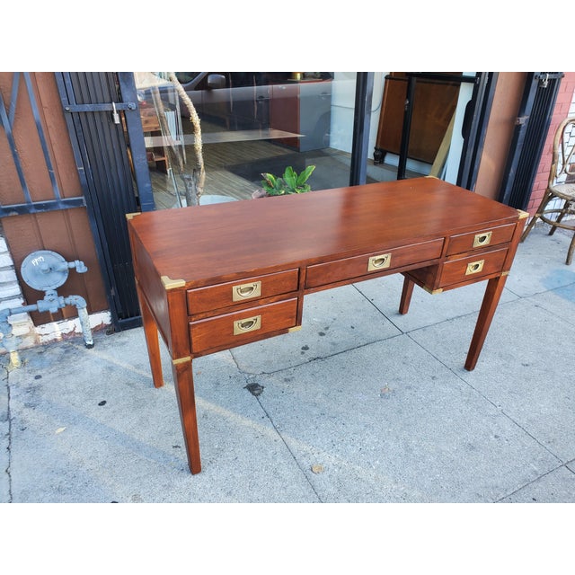 Wood Vintage Campaign Desk For Sale - Image 7 of 10