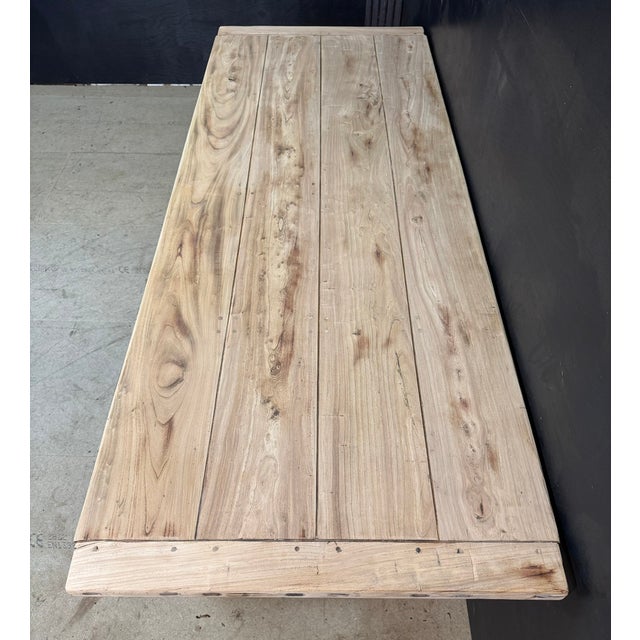 Vintage Bleached Oak Farmhouse Dining Table, 1925 For Sale - Image 9 of 15