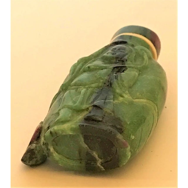 Vintage Ruby in Zoisite Bottle With Liu Hai and the Three Legged Toad For Sale - Image 10 of 12