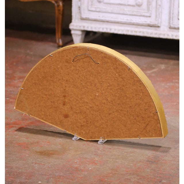 19th Century French Hand-Painted Fan With Carved Bone Handle in Frame For Sale - Image 9 of 9