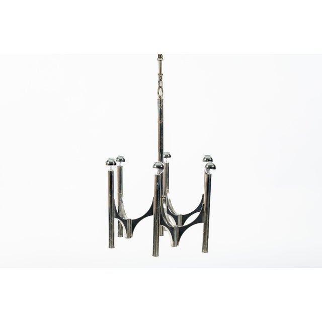 Gaetano Sciolari Gaetano Sciolari Italian Chrome Mid Century Modern Chandelier, 1970s For Sale - Image 4 of 12