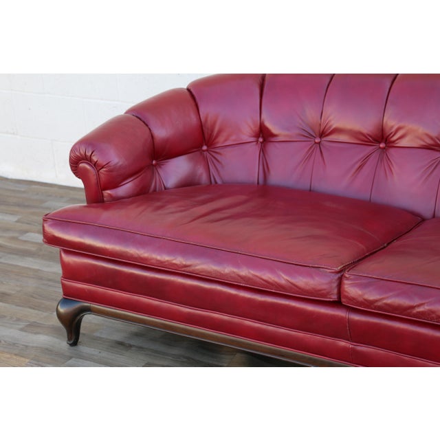 Mid-Century Modern Monteverdi-Young Mid-Century Modern Tufted Ruby Red Leather Sofa, 1973 For Sale - Image 3 of 18