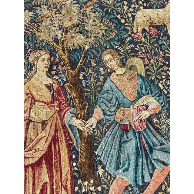 French Aubusson Style Screen Printed Hand Tapestry, 1960s For Sale - Image 9 of 18
