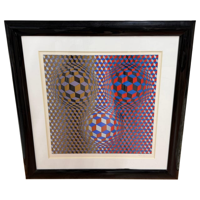 A beautifully framed Victor Vasarely silkscreen “Nebulus” circa 1980 from an edition of 250. This is number 79. It is...