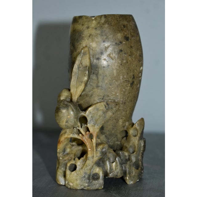 1940s Vintage Chinese Mini Carved Soapstone Vase For Sale - Image 5 of 12