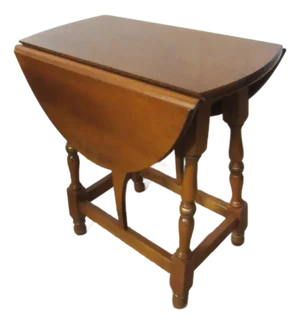 1980s Hitchcock Drop-Leaf End Table Farmhouse