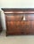 Wood 19thC Louis Philippe Flame Mahogany Commode With Gray Marble Top and Bun Feet For Sale - Image 7 of 9