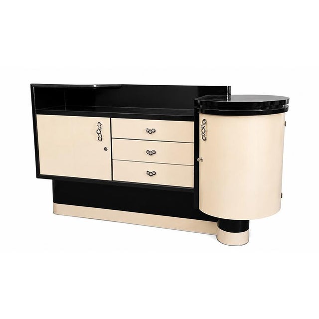 Art Deco Parchment Sideboard with Corner Bar Cabinet, 1930s For Sale - Image 3 of 6