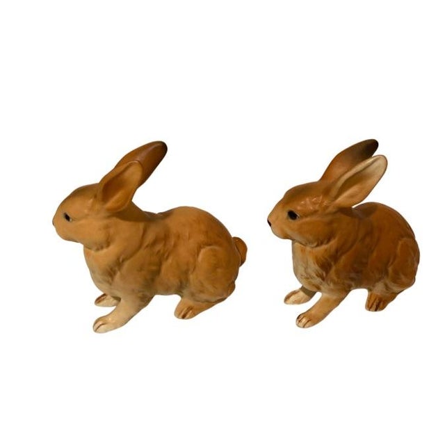 Mid Century Lefton Rabbits Easter Bunny’s Pair of Vintage Figurines