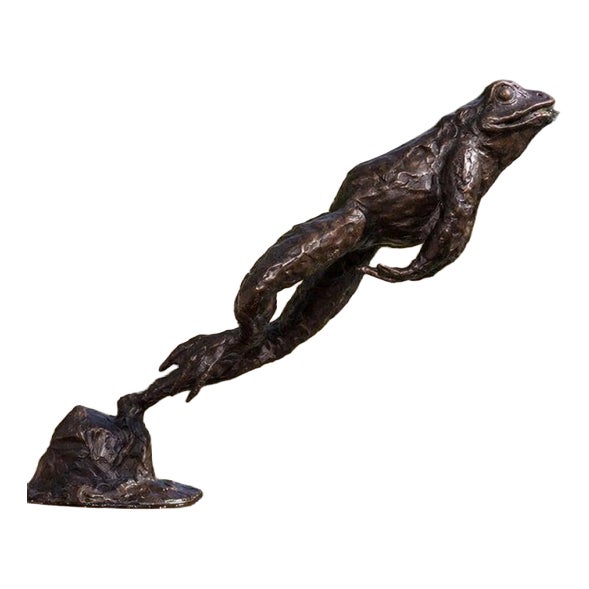 Large Bronze Leaping Frog Fountain Sculpture For Sale