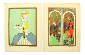1922 Original German Art Deco Poster, Weinkarte - Preysing-Palais; Panneaux - Orientalisches Fest 1914 (Recto/Verso)
