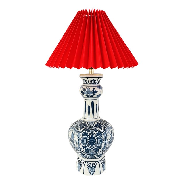 Antique Delft Knob Vase Lamp from Royal Delft For Sale