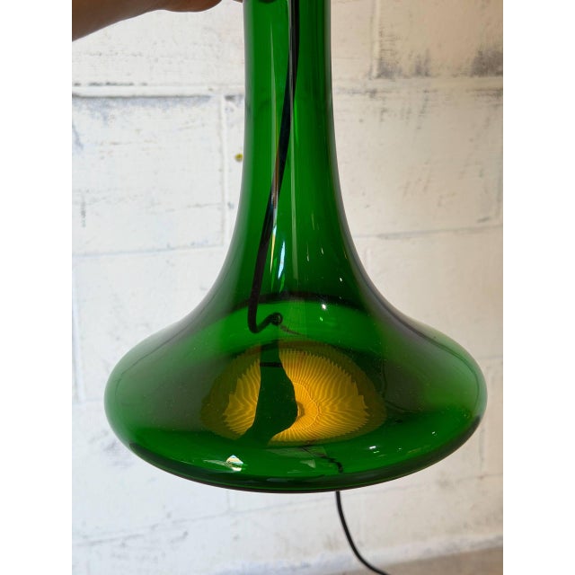 1960s Mid-Century Modern Green Glass Table Lamp With Le Klint Shade Danish For Sale - Image 9 of 9