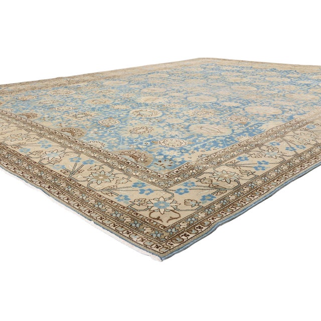 79644 Antique Persian Tabriz Rug, 09'06 x 12'04. The Azure Continuum: An Antique Persian Tabriz Masterpiece of Infinite...