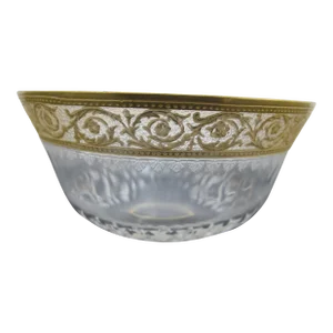 St Louis France Gold Gilt Encrusted Thistle Crystal Small Finger Bowl 4 1/4"