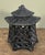 This Japanese cast iron lantern features a pagoda form with a two tiered roof topped with a hanging loop. The hexagonal...