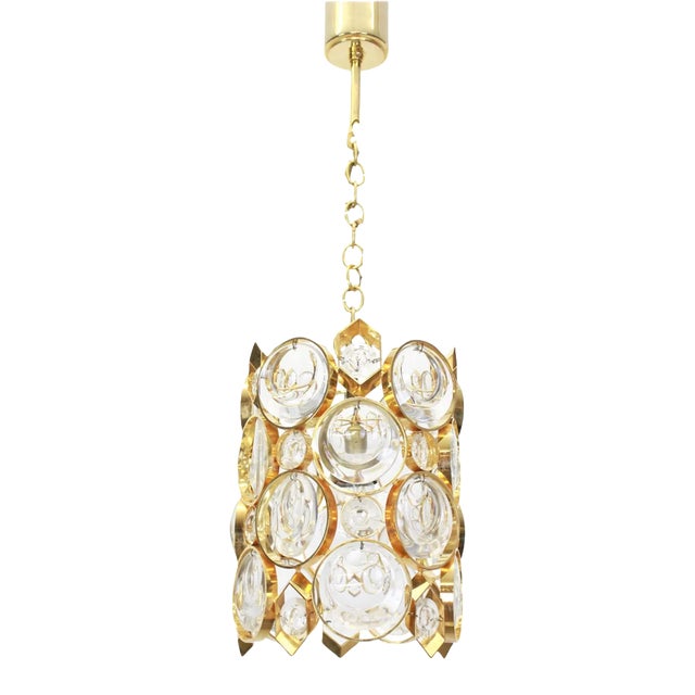 Small Pendant in Gilt Brass and Crystal Glass from Palwa, Germany, 1970s For Sale