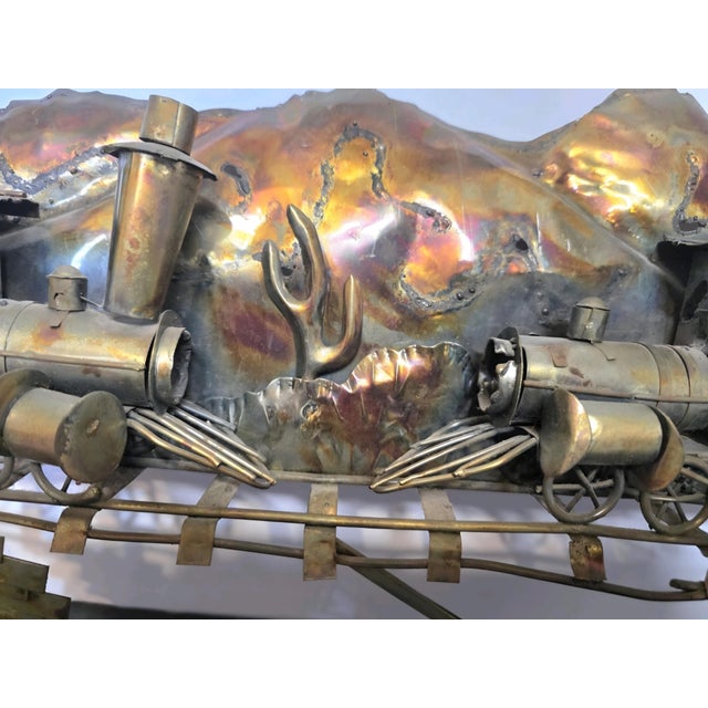 Train Roalroad Copper Sculpture, McM, Union Pacific Central Curtis Jere Style For Sale - Image 9 of 11