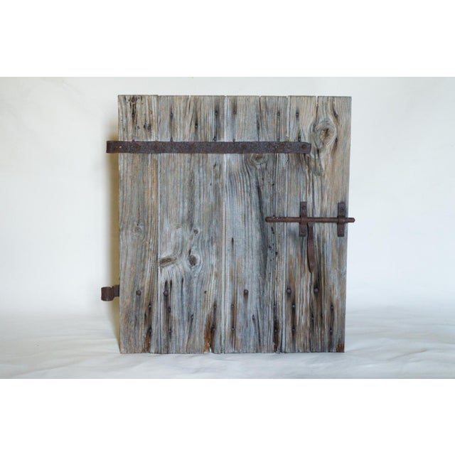 French barn shutter in oak and rusty wrought iron