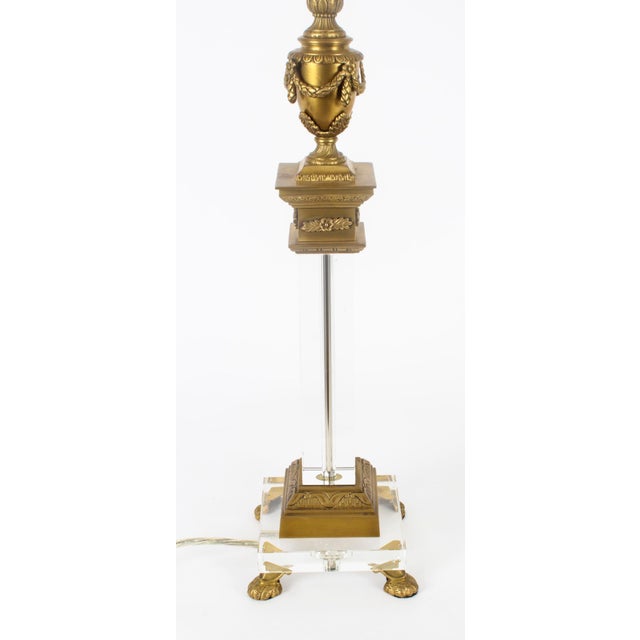 Glass Mid 20th Century Ormolu & Glass Corinthian Column Table Lamps, 1950s, Set of 2 For Sale - Image 7 of 18