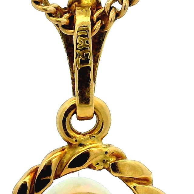 Vintage Italian 18k Gold Oval White Opal Rope Frame Pendant For Sale - Image 11 of 12