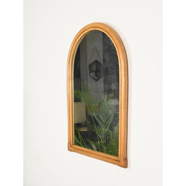 Large French Riviera Arch Mirror in Bamboo and Rattan, Italy, 1960s For Sale - Image 3 of 12