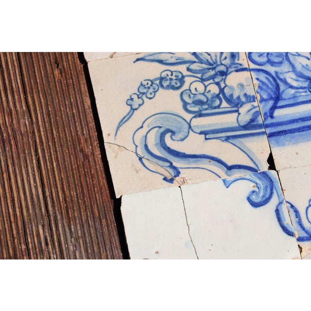 Ceramic Tile Mural Panel Depicting a Baroque Jardinière With Flowers, Portuguese, 18th Century For Sale - Image 7 of 12