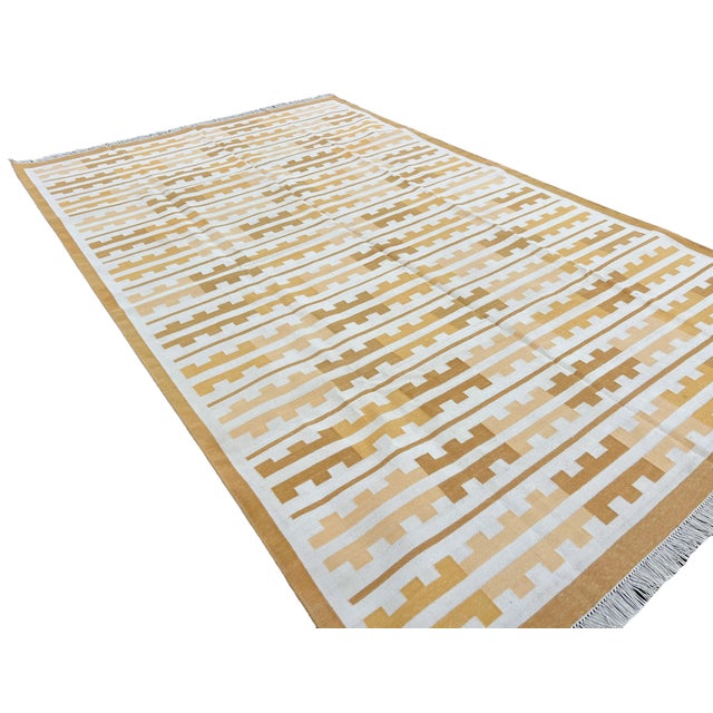 Textile Handmade Cotton Rug, Natural Vegetable Dyed, Yellow and White Marianne Rug - 6'x9' For Sale - Image 7 of 12