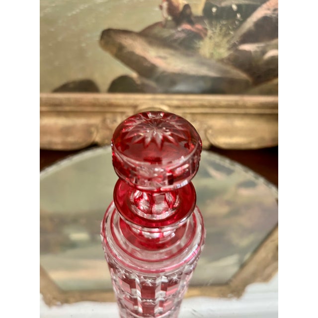 Antique Baccarat Cranberry Cut Crystal Perfume Bottle For Sale In Kansas City - Image 6 of 6