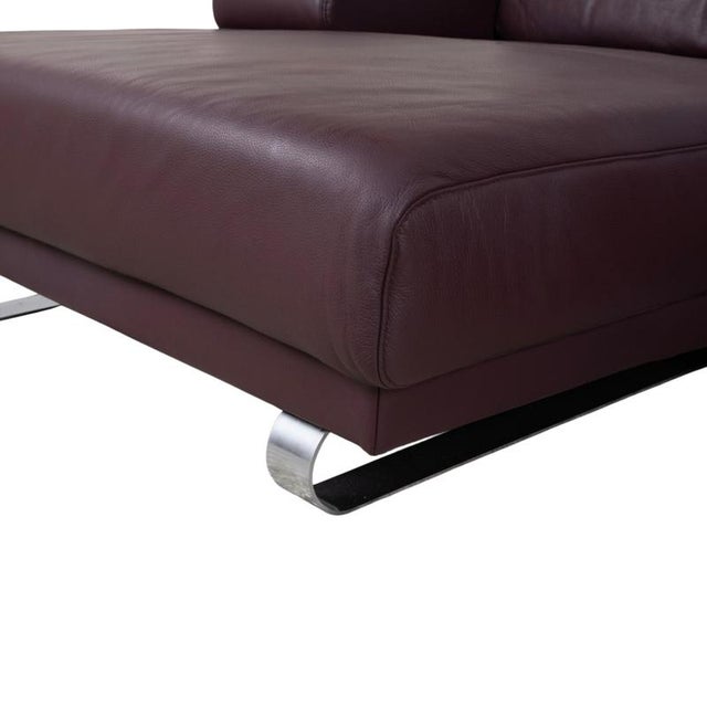 Leather Chrome Harry Corner Sofa in Bordeaux Aubergine with Manual Function from Ewald Schillig For Sale - Image 9 of 18