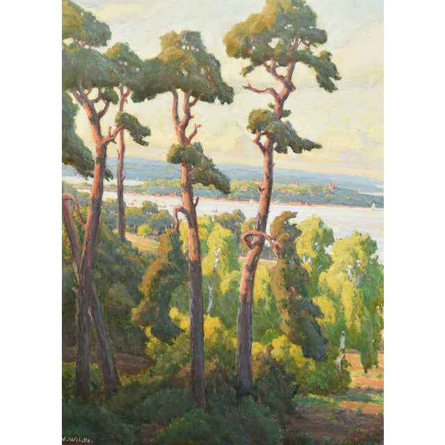 Wilhelm Wilcke, View of Schwanenwerder (Berlin), 1950s, Oil Painting on Canvas, Framed For Sale - Image 6 of 10