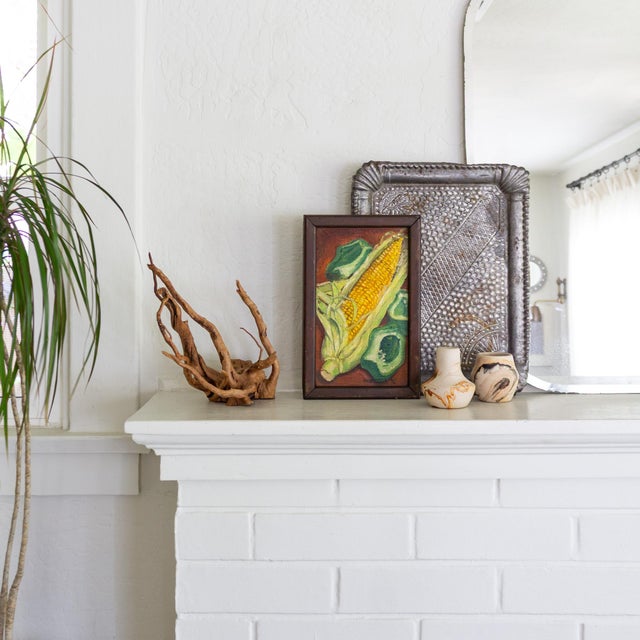 A still life painting of corn and green peppers by Southern Oregon artist Hal Maddox (Harold Peter Maddox, 1933-2015),...