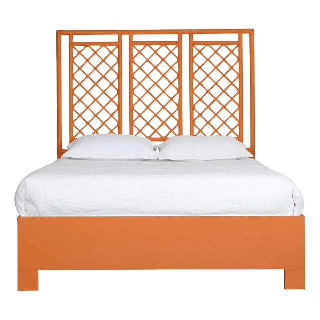 X & Diamond Platform Bed Queen, Citrus Orange For Sale