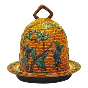 Late 20th Century Majolica Beehive Cheese Dome