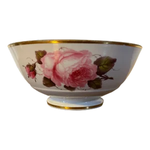 Antique Early 19th Century Worcester Flight Barr Porcelain Bowl Decorated With Hand Painted Roses