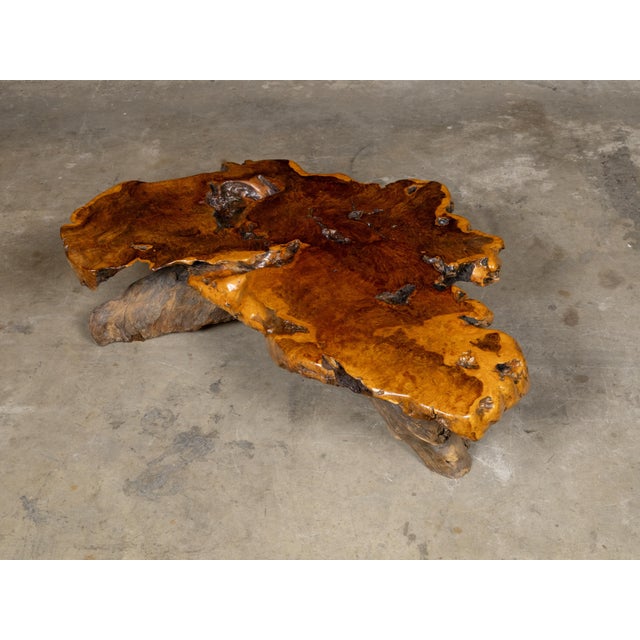 Live Edge Redwood America Coffee Table with Rustic Character, Vintage For Sale - Image 10 of 12