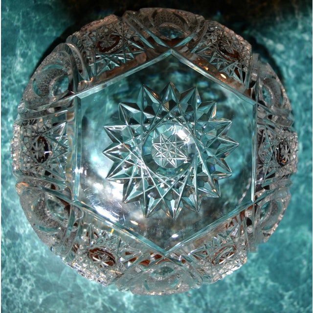 Vintage Brilliant Cut Crystal Glass Bergen Style Bowl Art Deco Saw Tooth, Germany For Sale - Image 11 of 12