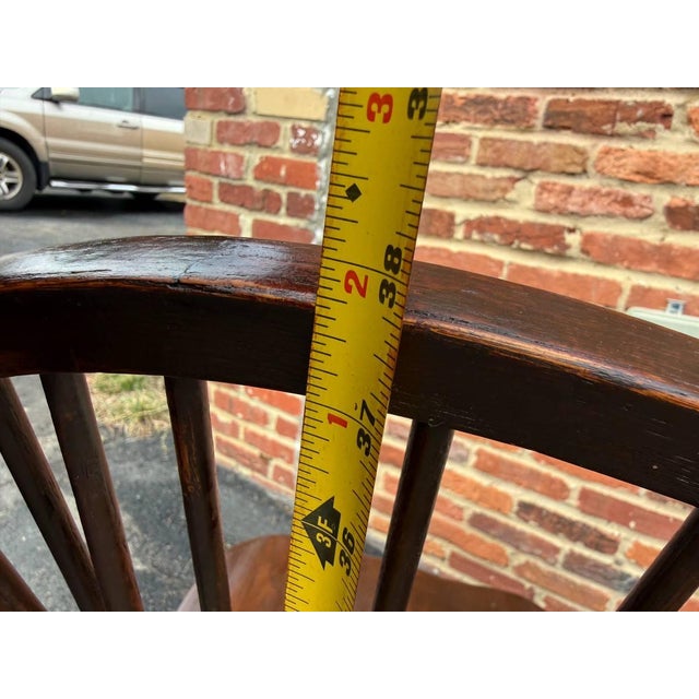 Vintage Windsor Style Hoop BraceBack Oak Side Chair For Sale - Image 13 of 18