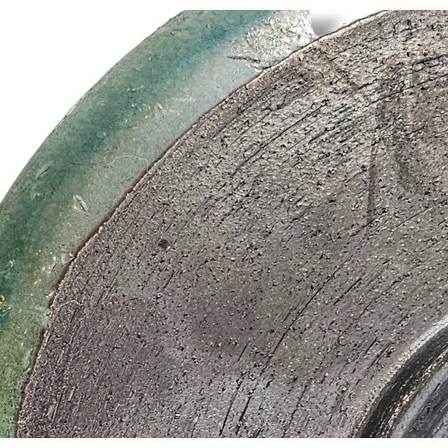 Green 1990s Tony Evans Raku Plate – Signed Studio Art Pottery, 7.25” #203 For Sale - Image 8 of 11