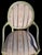 Pair of French Louis XVI Style Painted Celadon and Cream Oval Back Fauteuil Armchairs With Floral Stripe Upholstery, Mid 20th Century For Sale - Image 9 of 10