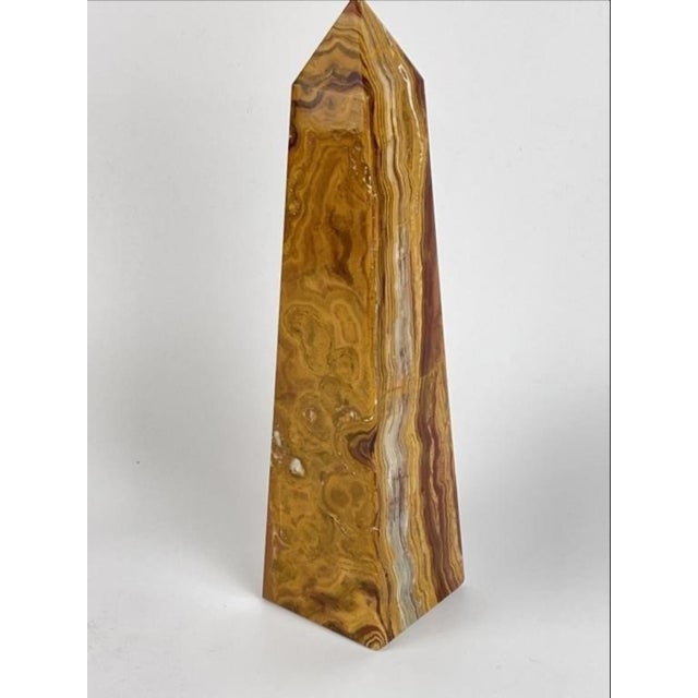 Late 20th Century Hand Carved Banded Onyx Obelisk For Sale - Image 4 of 5