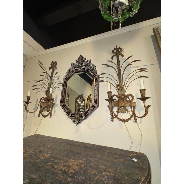 Traditional Pair of 19th Century Italian Giltwood Wheat Sconces For Sale - Image 3 of 7