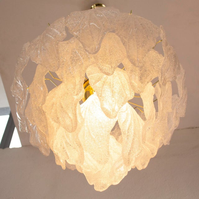 Suspension Chandelier in Murano Glass Leaves Crystal Color, Italy, 1990s For Sale - Image 10 of 12