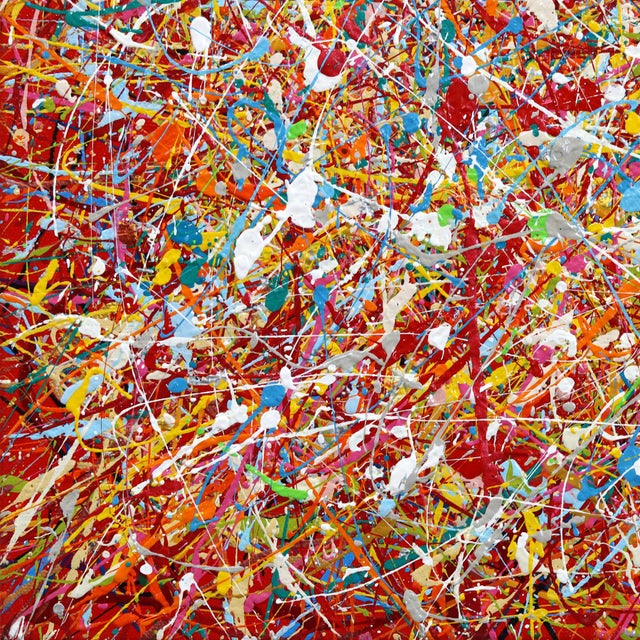 2020s Fiesta (Red) - Abstract Color Drenched Expressionist Textural Drip Painting by Marc Raphael For Sale - Image 5 of 9