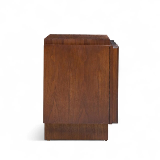 Tobago Brutalist Mid Century Walnut Nightstands - Pair For Sale - Image 4 of 11