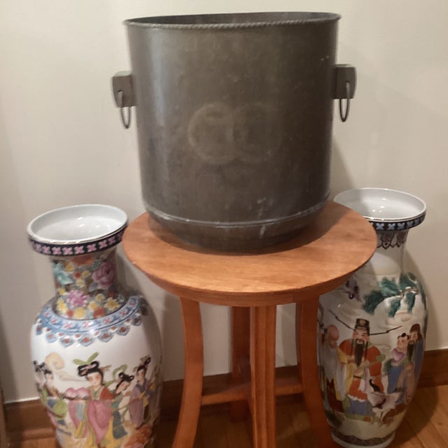 Coffee Mid 20th Century Large Chinese Bucket With Handles and Unrestored Patina For Sale - Image 8 of 12