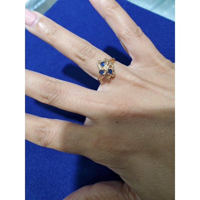 ♥ Product Summary ♥ Main Stone: Sapphire & Diamond Band Material: 10k Yellow Gold Stone Cut: Round